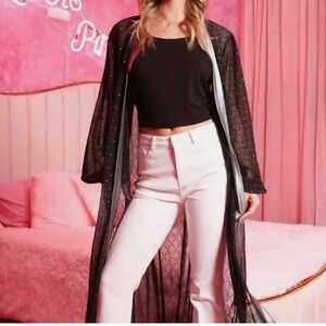 Fantastic Fawn Gray Quilted Addison Duster/Mesh Cover-Up Size M